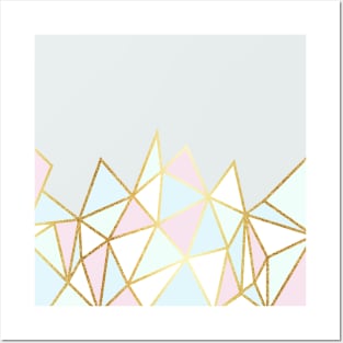 Pastel Geometric & Gold Foil Pattern Posters and Art